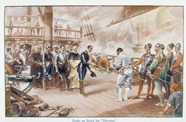 Sir Francis Drake on board the 